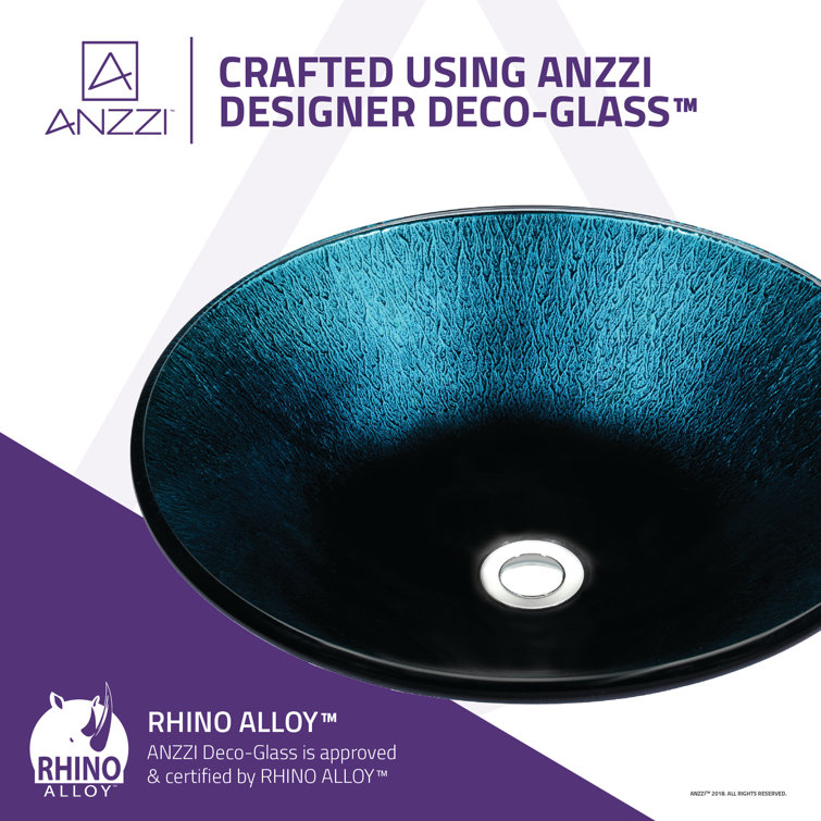 Marine Crest Blue and Black Glass Vessel Sink