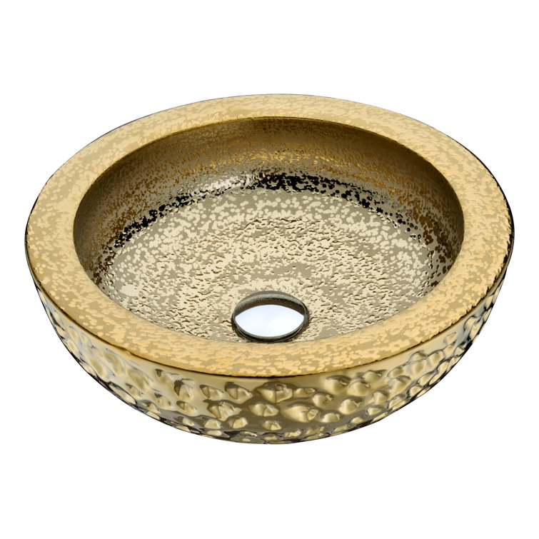 Levi 16.5'' Speckled Gold Tempered Glass Vessel Sink