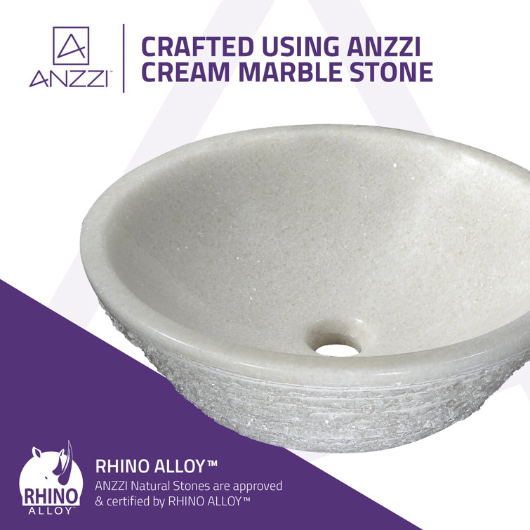 Nora 16.5'' White Marble Stone Circular Bathroom Sink