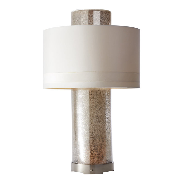 Elegant Antique Mercury Glass 33.5" Table Lamp with Silk Shade