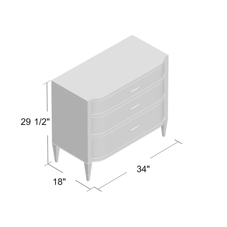 White and Heron Grey Transitional 3-Drawer Nightstand