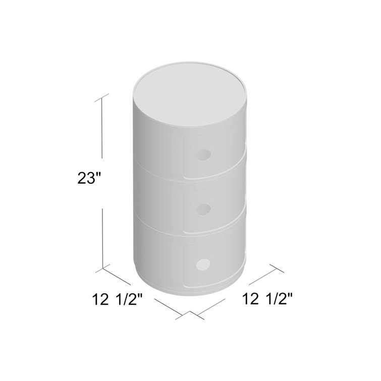 Componibili 3-Compartment White ABS Plastic Storage Unit