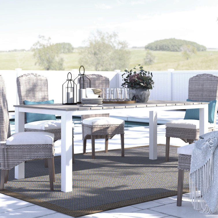 Maine 80" White and Light Gray Polywood Outdoor Dining Table