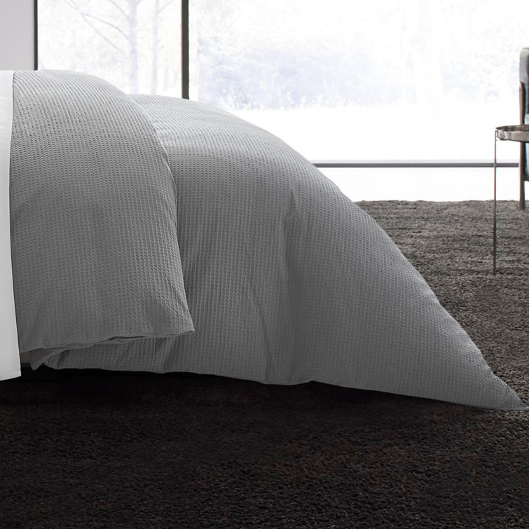 King Pewter Gray Cotton Waffle Weave Bedspread Cover