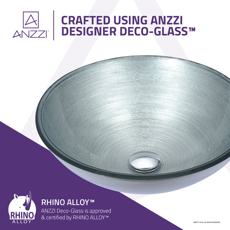 Posh Brushed Silver Glass Circular Vessel Sink
