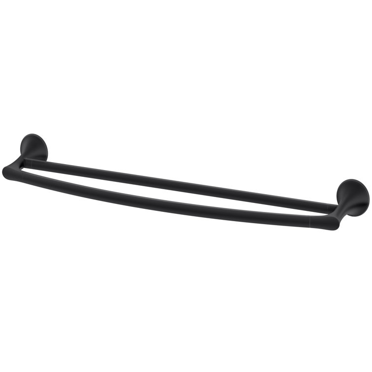 Rhen 26" Matte Black Double Wall Mounted Towel Bar