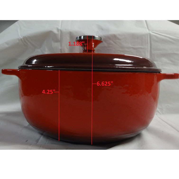 Elegant 6 Qt Red Enameled Cast Iron Dutch Oven