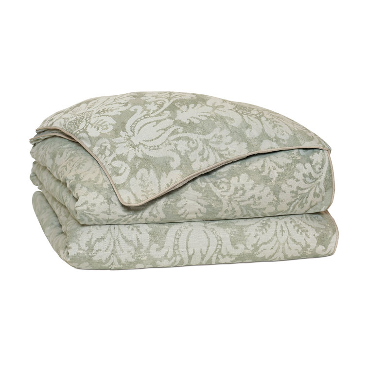 Sage Green and Ivory Cotton Blend Damask Daybed Duvet Cover Set