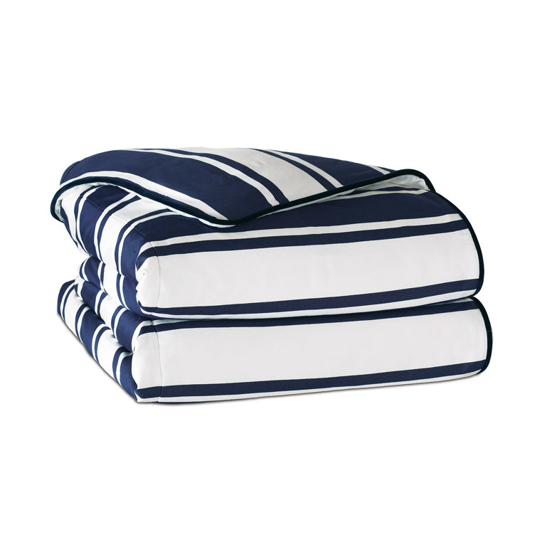Seaside Serenity Twin White Rayon Striped Duvet Cover