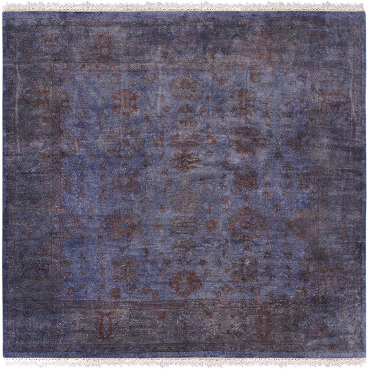 Hand-Knotted Blue Wool Area Rug 11'11" x 12'4"