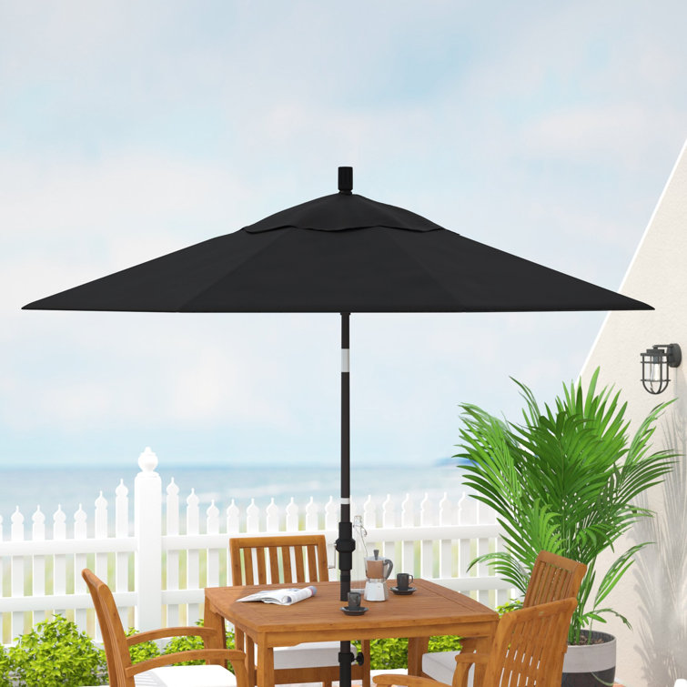 9 ft Black Olefin Octagonal Market Umbrella with Bronze Metal Pole