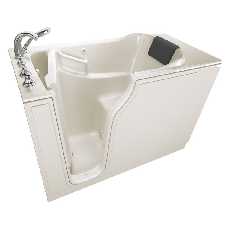 Linen Left-Hand Walk-In Fiberglass Bathtub with Faucet