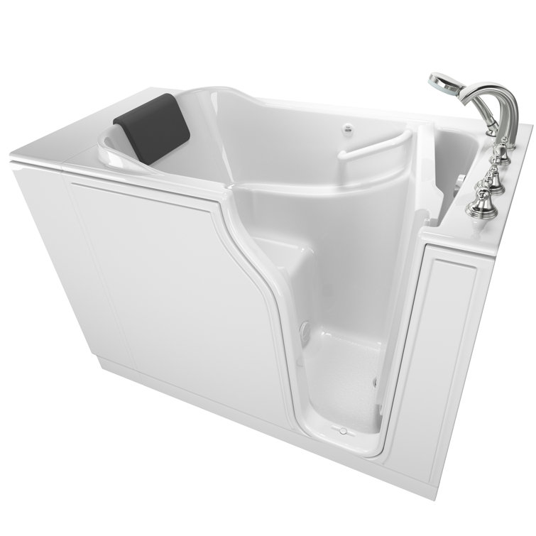 White Gelcoat Fiberglass Walk-In Soaking Bathtub with Faucet