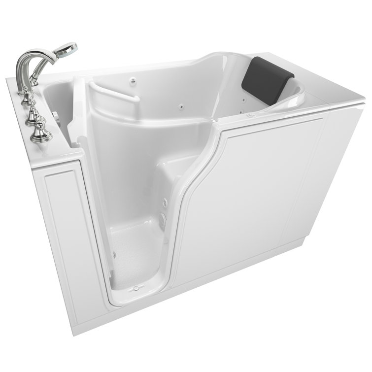 White Fiberglass Walk-In Whirlpool Bathtub with Left Drain