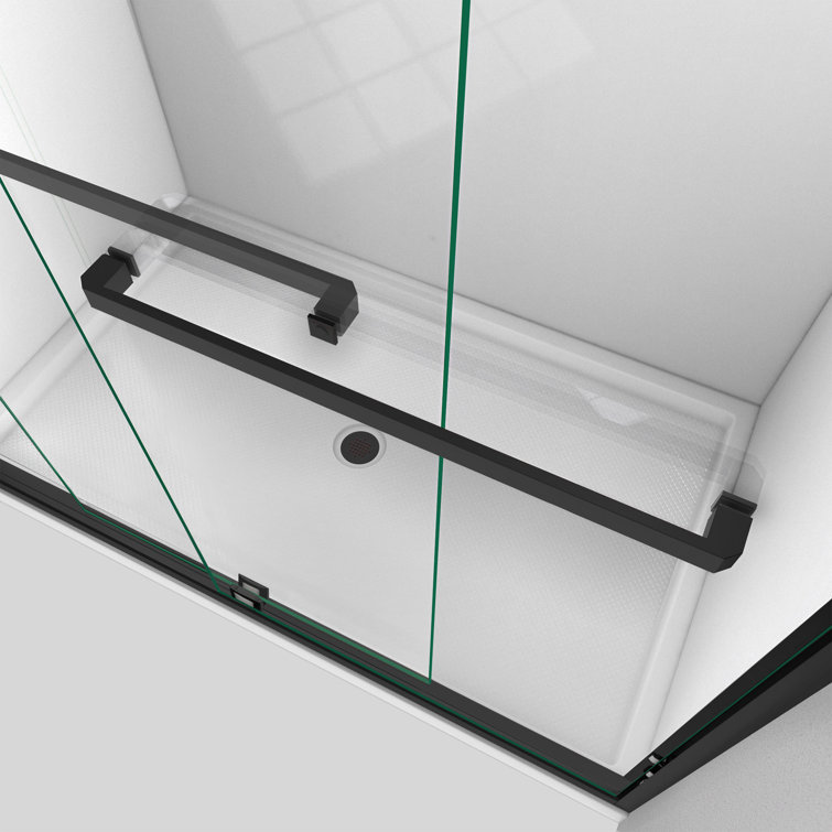Encore 60" Satin Black Frameless Sliding Shower Door with Clear Glass