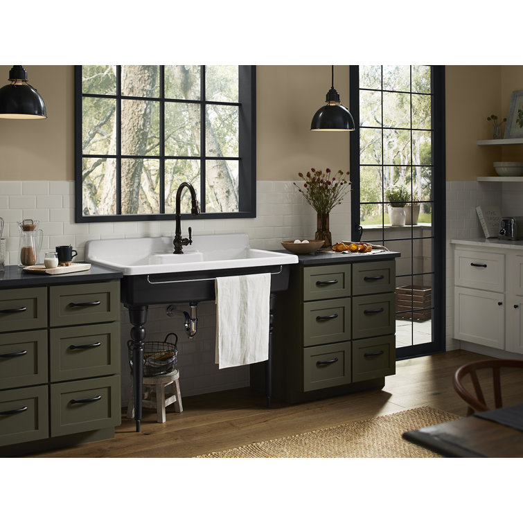 Farmstead Elegance 45" White Cast Iron Kitchen Sink with Custom Accessories