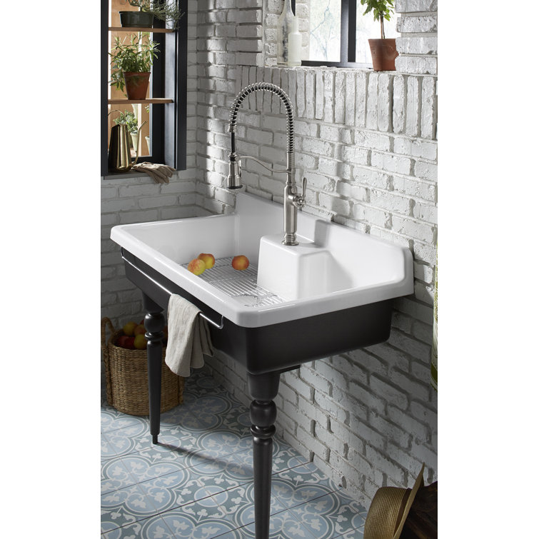 Farmstead Elegance 45" White Cast Iron Kitchen Sink with Custom Accessories