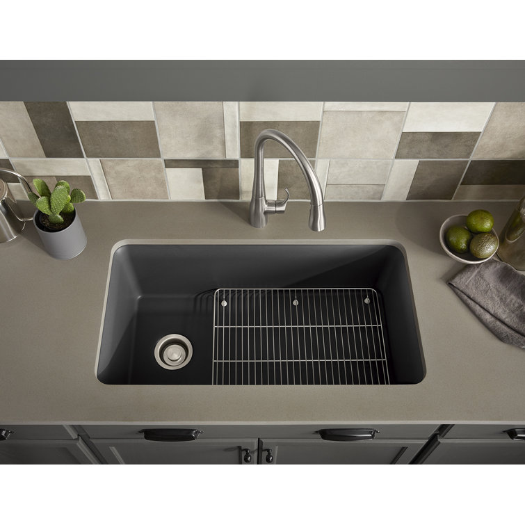 Matte Graphite Neoroc Undermount Single-Bowl Kitchen Sink