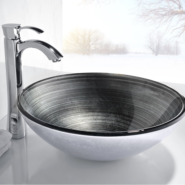 Stellar Series 16.5'' Precious Storm Glass Vessel Sink