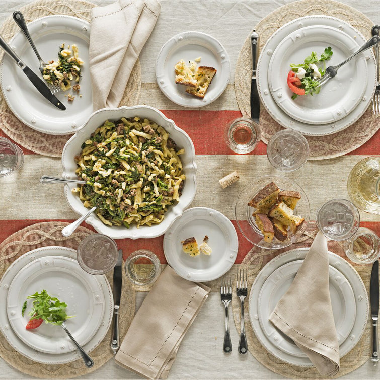 Whitewash Ceramic 5-Piece Dinnerware Set with French Panel Design