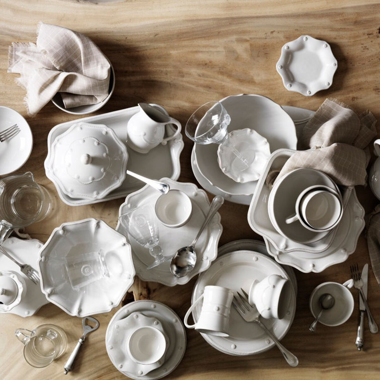 Whitewash Ceramic Berry Bowl with Scalloped Edge - 11oz