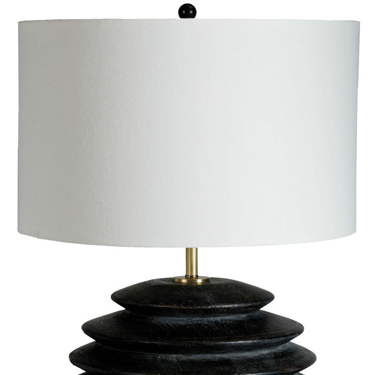 Ebony Groove 18" Table Lamp with Linen Shade and Polished Brass Accents