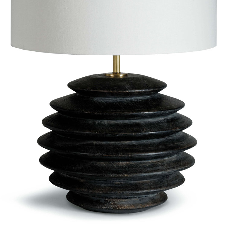 Ebony Groove 18" Table Lamp with Linen Shade and Polished Brass Accents