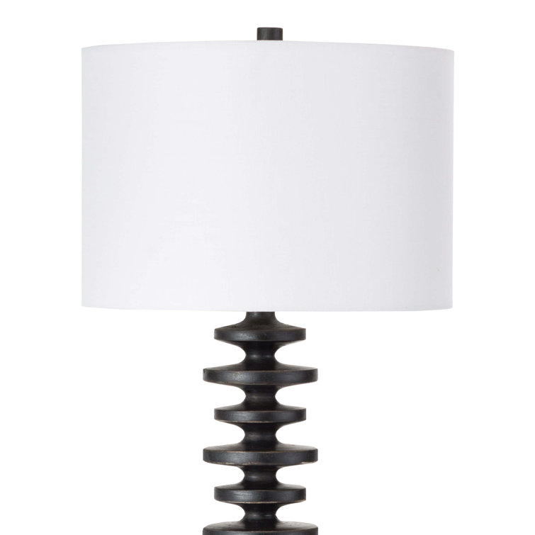 Ebony Birch Wood Table Lamp with Linen Shade