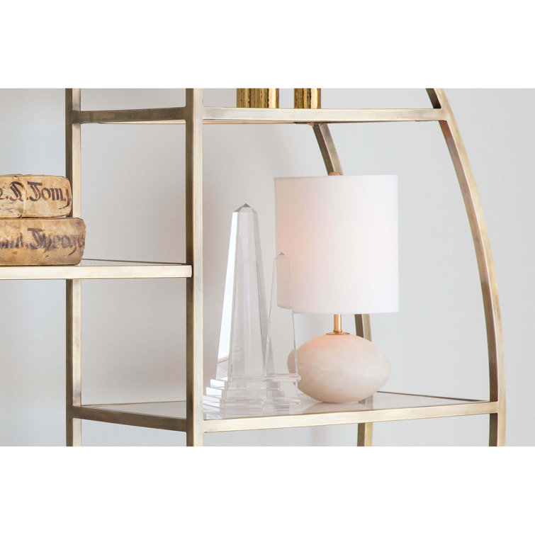 Elegant Alabaster Orb Table Lamp with Linen Shade and Brass Accents