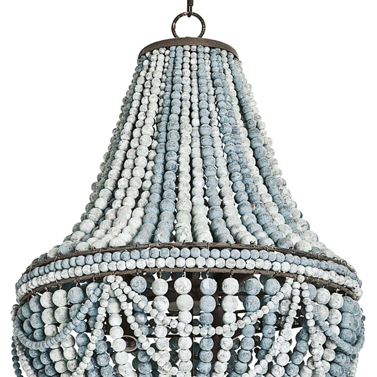 Malibu Mini Beaded Weathered Blue 6-Light Chandelier