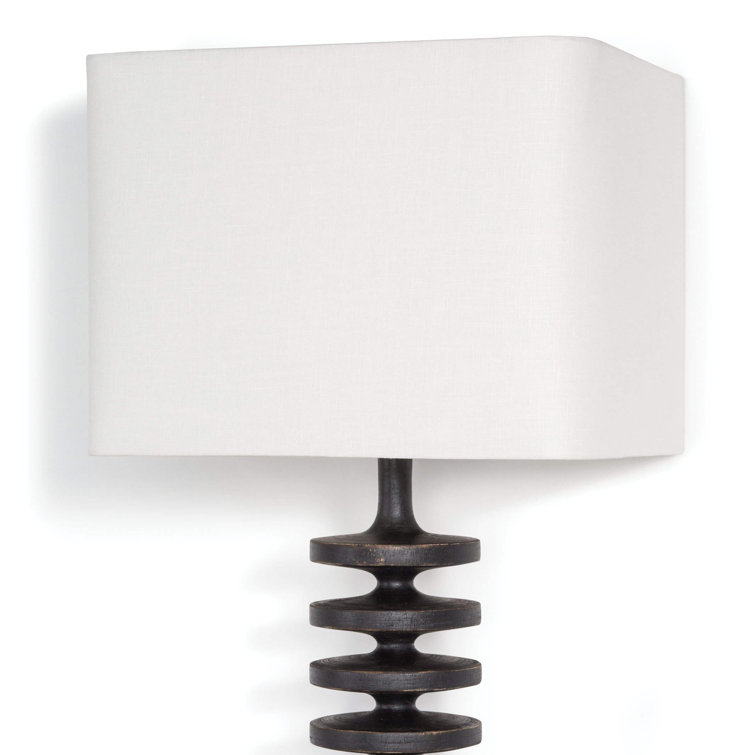Ebony Black Linen Shade Dimmable Sconce with Brass Accents