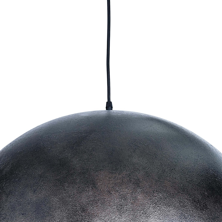Sigmund 15" Blackened Steel Bowl Pendant with Gold-Leaf Interior