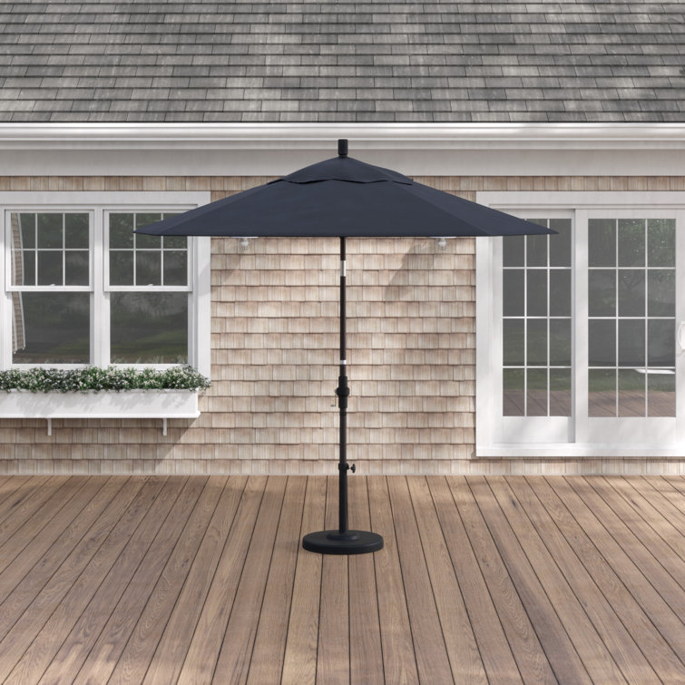 9 ft Black Olefin Octagonal Market Umbrella with Bronze Metal Pole