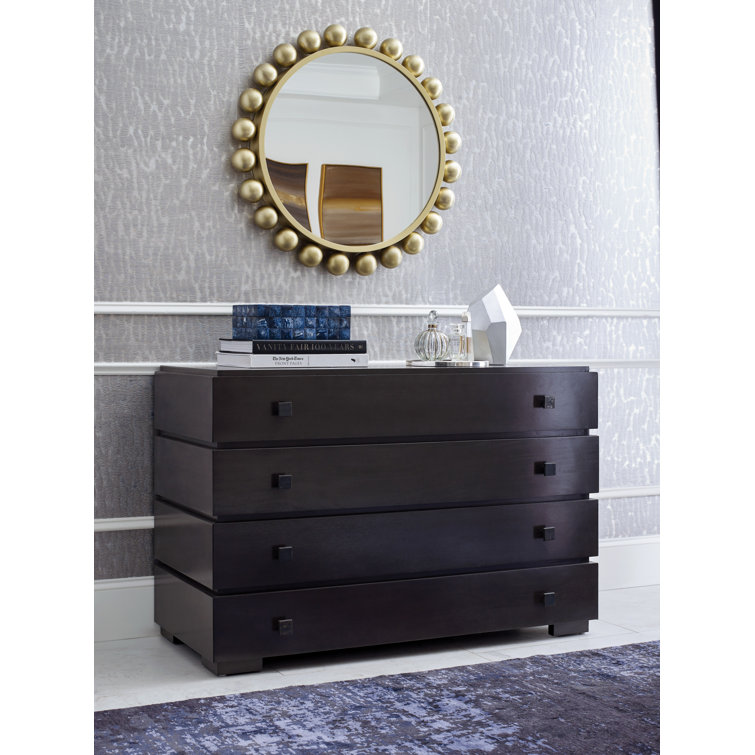 Noir Cooper 33" Round Black Metal Industrial Wall Mirror