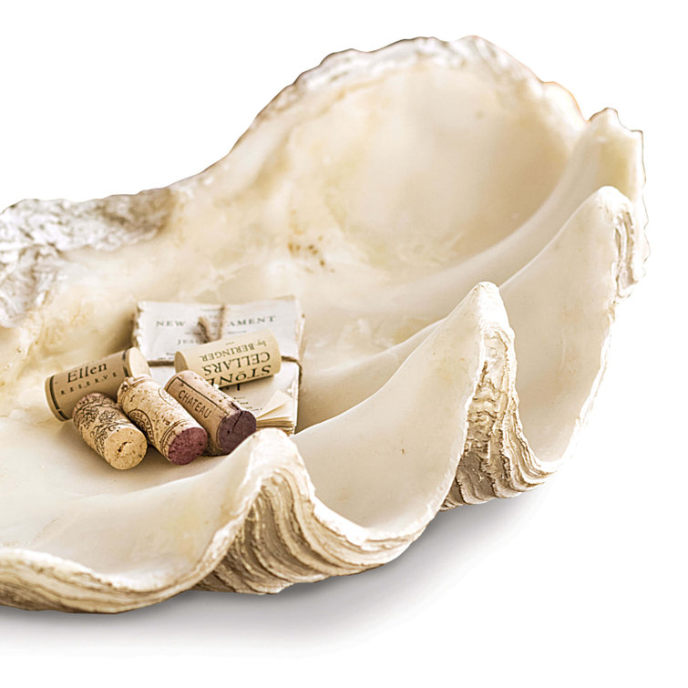 Imperial Oversized Faux Clamshell Figurine in Ivory, Grey, and Beige
