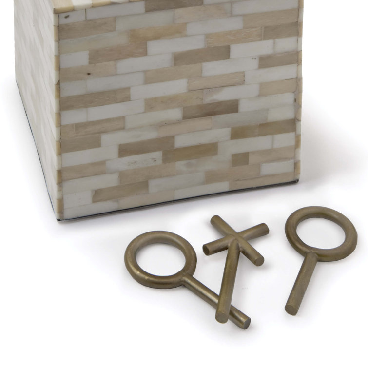 Multi-Tone Bone and Brass Tic Tac Toe Block