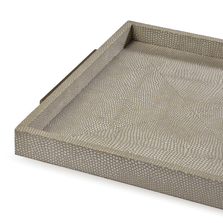 Ivory Gray Python Pattern Tray with Matte Gold Handles
