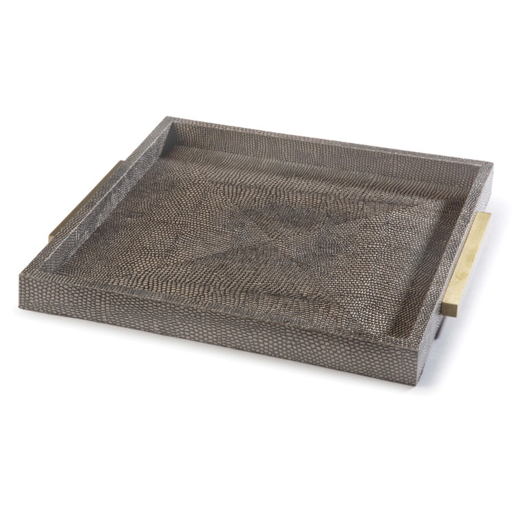 Ivory Gray Python Pattern Tray with Matte Gold Handles