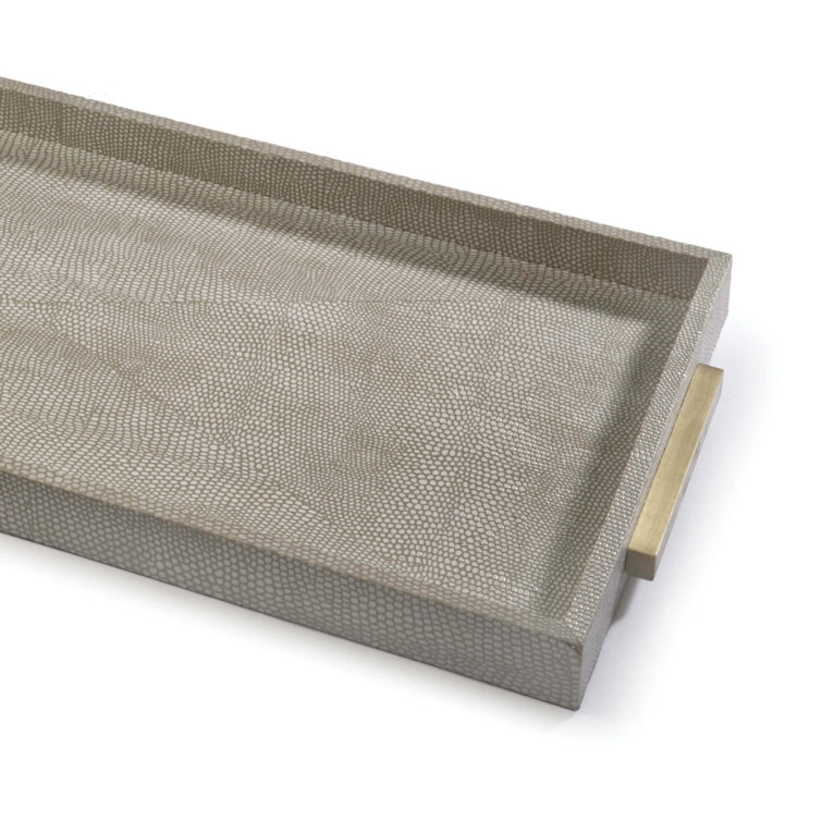 Ivory Gray Python Pattern Tray with Matte Gold Handles