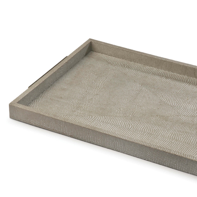Ivory Gray Python Pattern Tray with Matte Gold Handles