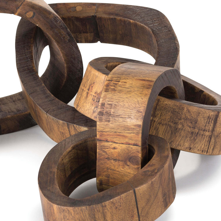 Acacia Wood Chainlink Centerpiece - Nautical Inspired, 39" Length