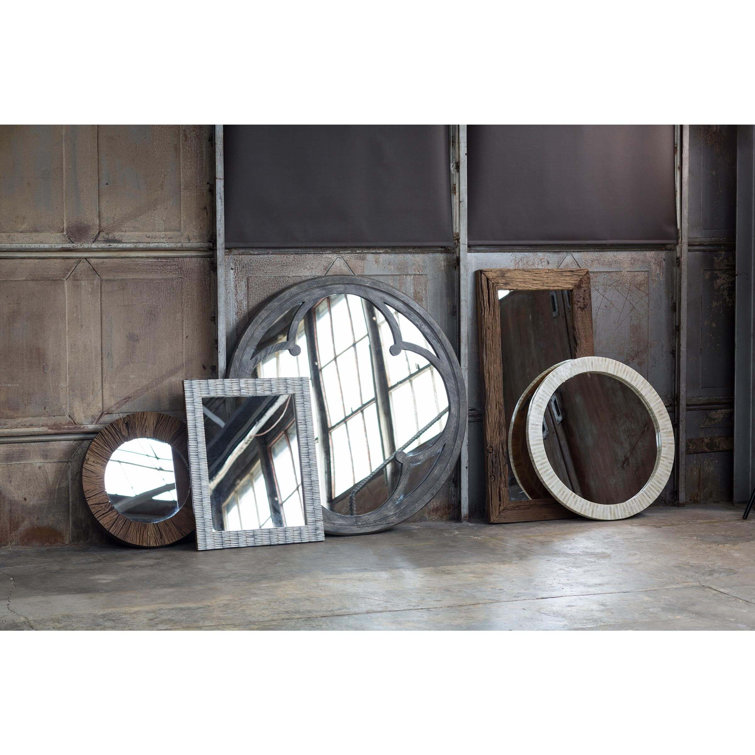 Round Multicolor Bone Tile Accent Mirror