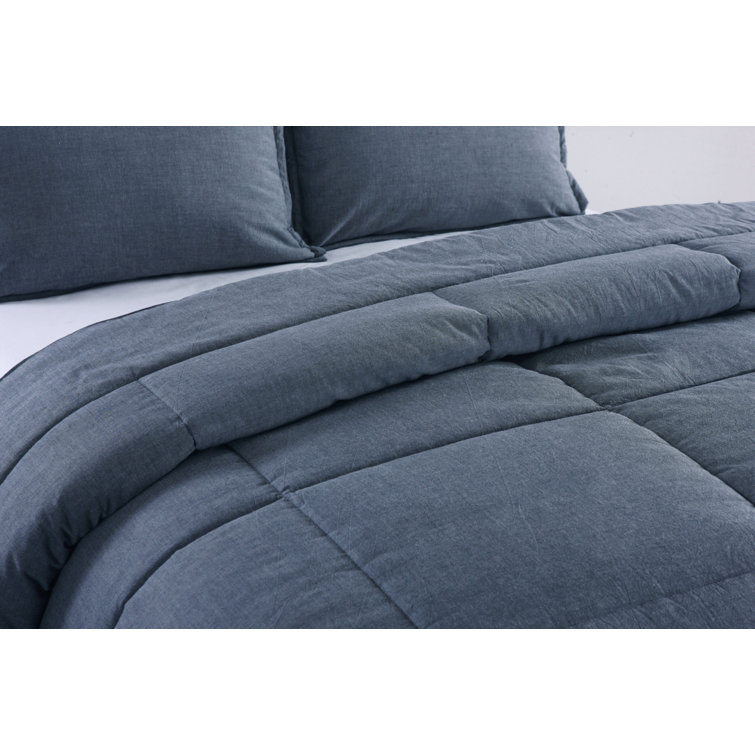 King Blue Cotton Comforter Set with Polyester Fill