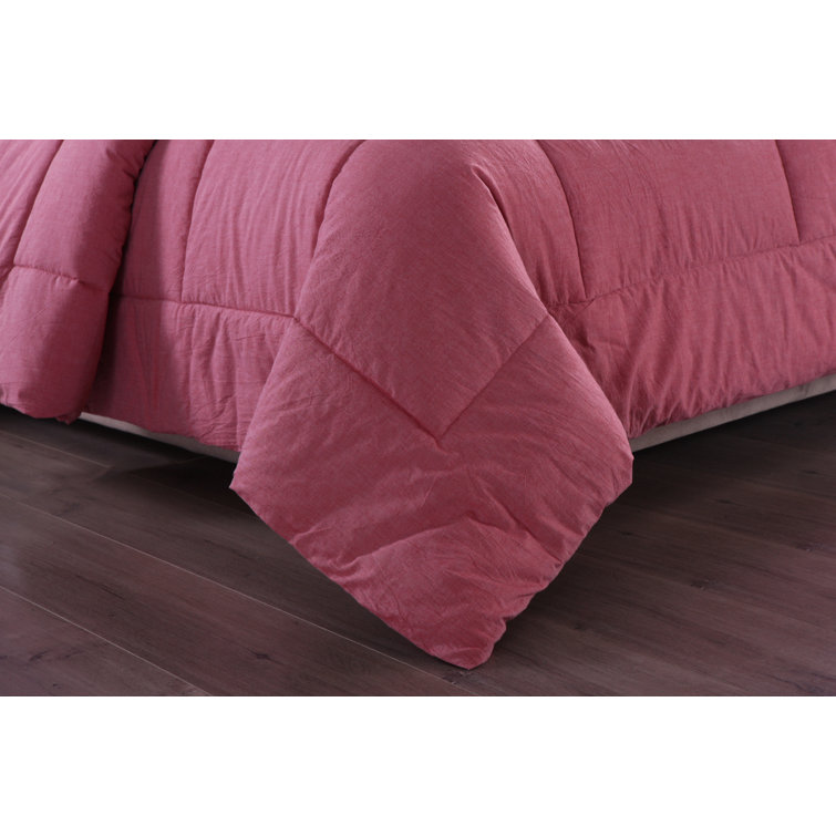Twin Red Cotton Down Alternative Comforter Set