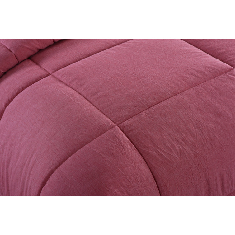 Twin Red Cotton Down Alternative Comforter Set