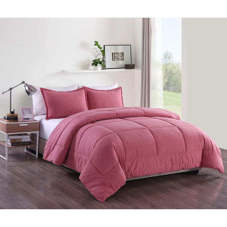 Twin Red Cotton Down Alternative Comforter Set