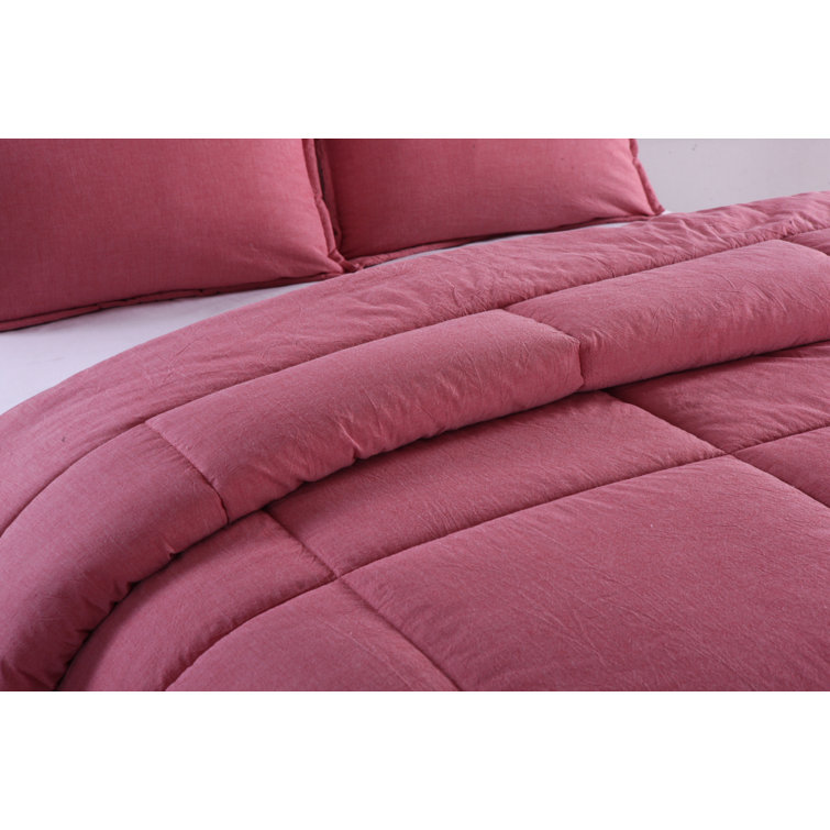 Twin Red Cotton Down Alternative Comforter Set