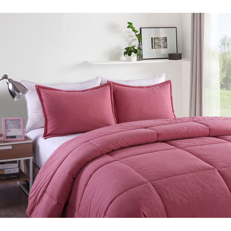 Twin Red Cotton Down Alternative Comforter Set