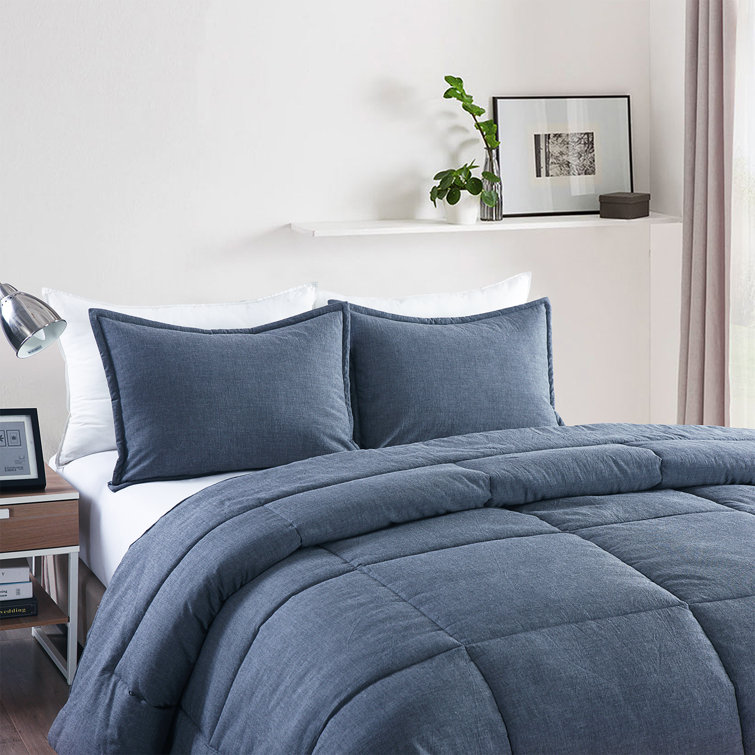 King Blue Cotton Comforter Set with Polyester Fill