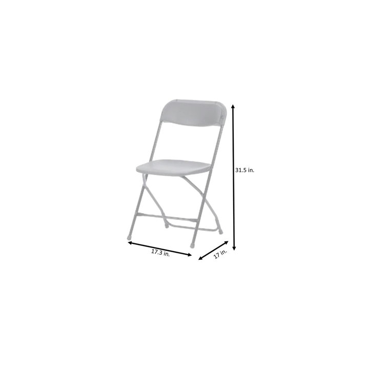 White Plastic Folding Chair Set with Steel Frame, 8-Pack